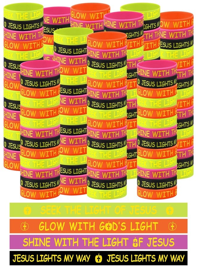WinnerWhy 200 Pcs Halloween Christian Bracelets Jesus Bracelets Bulk Pumpkin Rubber Bracelet for Party Favors Gifts Prize, 4 Designs - Image 1